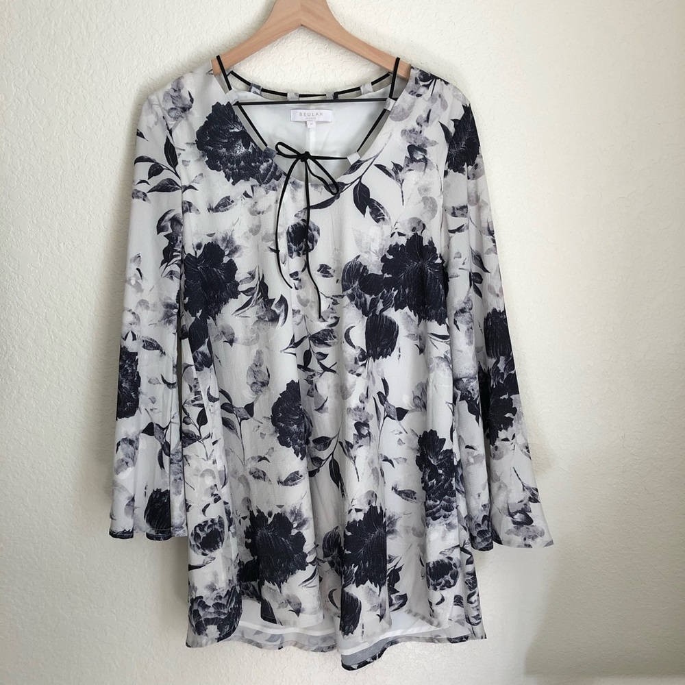 Beulah Floral Swing Tie Dress with Bell Sleeves